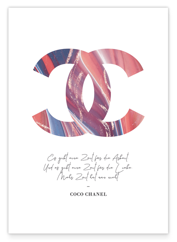Mode - Zitat von Coco Chanel mit buntem Muster