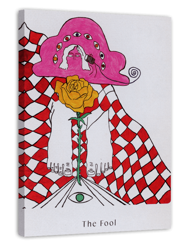 "The Fool" im Tarot Stil - Spirituelle Zeichnung "Der Narr" mit Rose