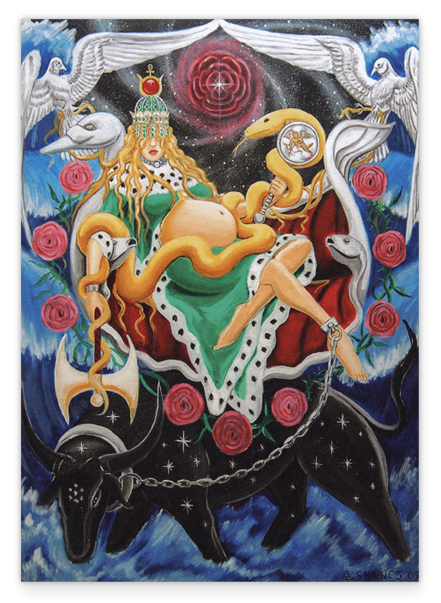 Tarot - Die Herrscherin - Fantasievolle Illustration mit Tieren
