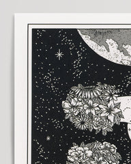 After Hover: Tarot Zeichnung - The Lovers - Boho Zeichnung in Schwarz-Weiß "Die Liebenden"