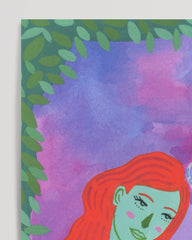 After Hover: Tarot Karte - Die Liebenden - Paar Illustration "The Lovers" in Grüntönen