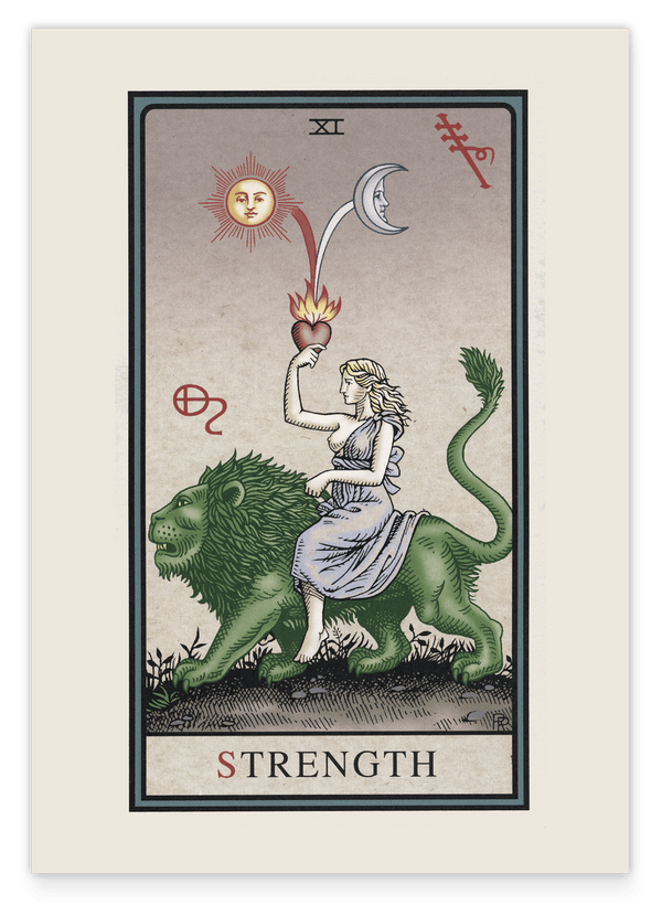 Tarot Kunstdruck - Strength - Reitende Frau auf Löwe