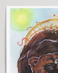 After Hover: Tarot Karte "Strength" - Kunstdruck Mann & Bär Symbol "Die Kraft"