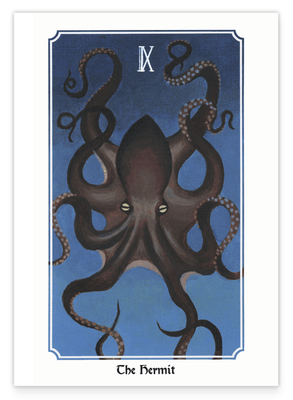 Tarot Kunstdruck - The Hermit - Oktopus Illustration zu "Der Einsiedler"