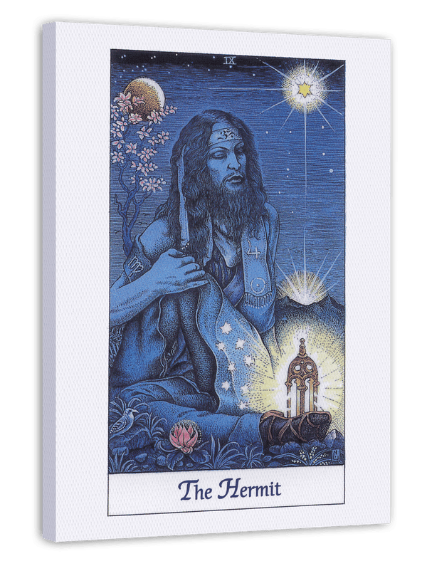 Spirituelle Tarot Zeichnung in Blau - The Hermit - Der Einsiedler