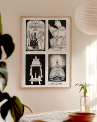 After Hover: Tarot Karten "Der Einsiedler" - Kollage in Schwarz-Weiß - The Hermit