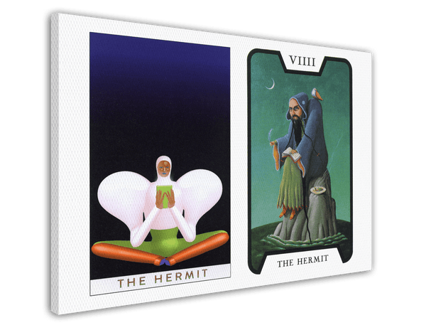 Tarot Karte - The Hermit - Spirituelle Zeichnung im Querformat