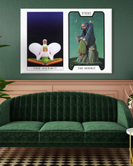 After Hover: Tarot Karte - The Hermit - Spirituelle Zeichnung im Querformat