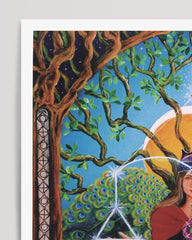 After Hover: Die Gerechtigkeit - Spirituelle Zeichnung "Justice" im Tarot Stil mit Bäumen