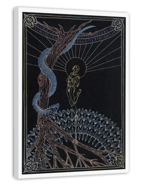 Tarotkarte - The hanged Man - "Der Gehängte" am Baum mit Schlange