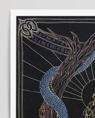 After Hover: Tarotkarte - The hanged Man - "Der Gehängte" am Baum mit Schlange