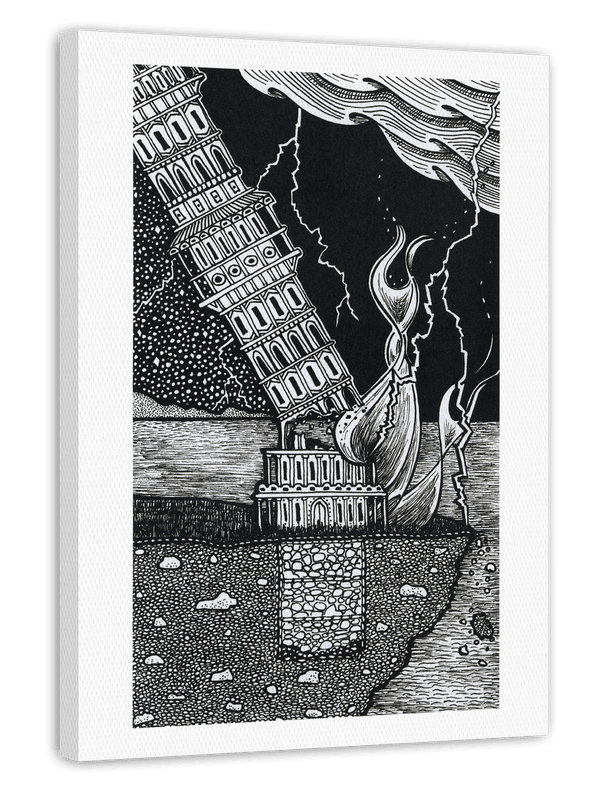 Tarot - The Tower - Spirituelle Illustration in Schwarz-Weiß
