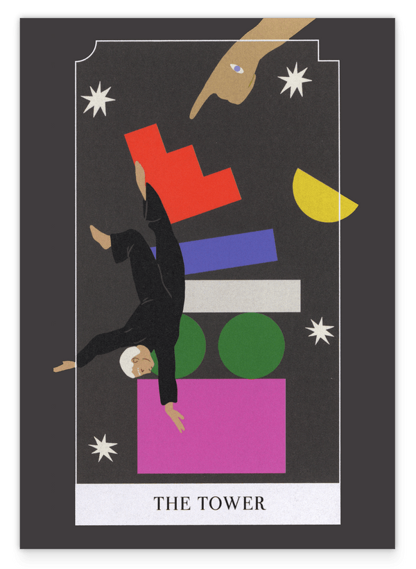 Tarot Karte The Tower mit geometrischen Formen