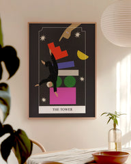 After Hover: Tarot Karte The Tower mit geometrischen Formen