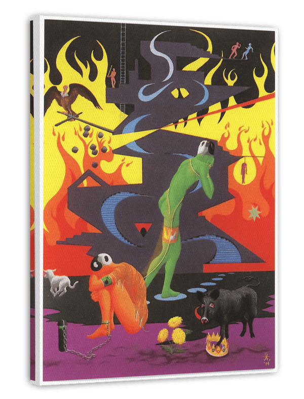 Tarotzeichnung "Der Teufel" mit Flammen - The Devil