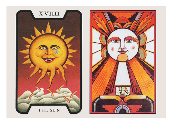 Tarot Karten "The Sun" mit zwei Sonnen - Spiritueller Kunstdruck