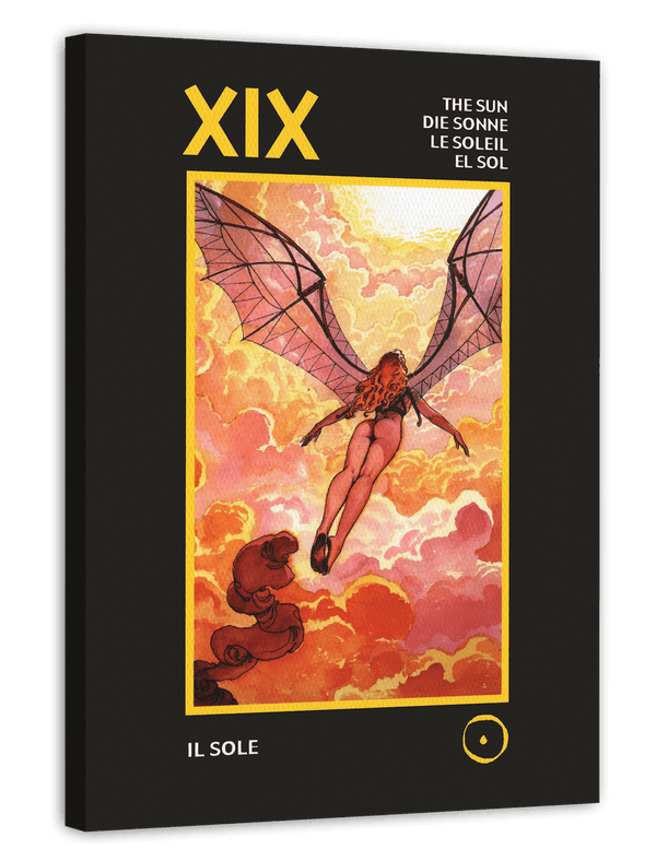 Tarot Zeichnung - The Sun - Zur Sonne fliegende Frau