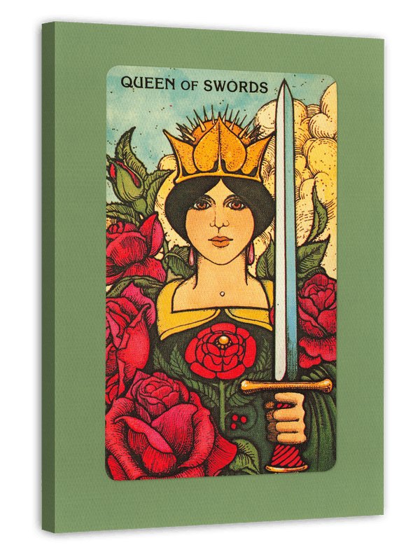 Tarot Zeichnung - Queen of Swords im Rosengarten