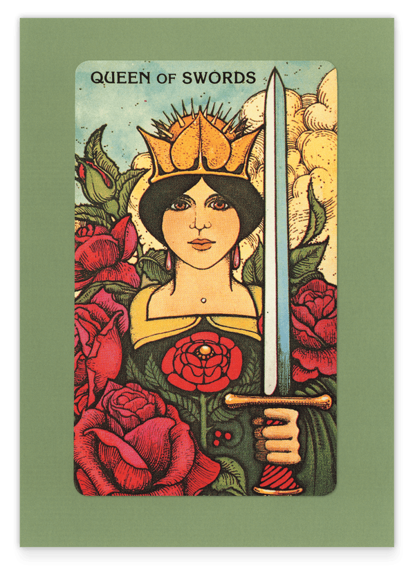 Tarot Zeichnung - Queen of Swords im Rosengarten