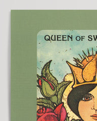 After Hover: Tarot Zeichnung - Queen of Swords im Rosengarten