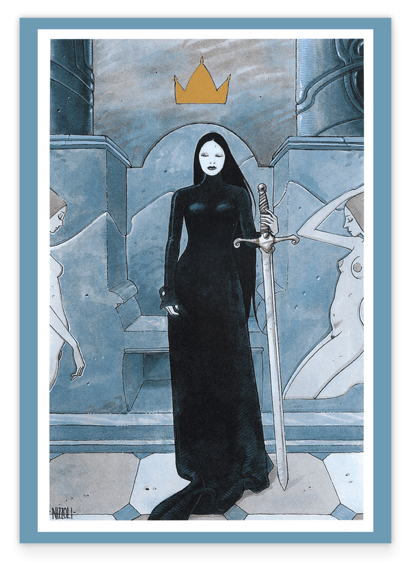 Tarot - Queen of Swords - Königin im schwarzen Gewand mit Schwert