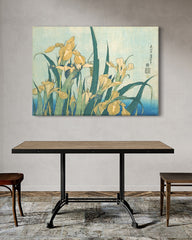 After Hover: Katsushika Hokusai - Grashüpfer und Iris (Gelbe Blumen)