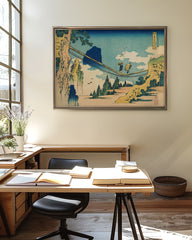 After Hover: Katsushika Hokusai - Die Hängebrücke an der Grenze der Hida und Etchū Provinzen im Querformat (Hietsu no sakai tsuribashi)