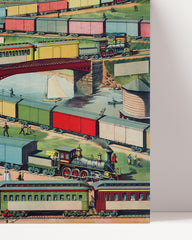 After Hover: Eisenbahnzüge mit bunten Waggons