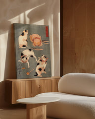 After Hover: Utagawa Kuniyoshi - Vier Katzen in vier Posen