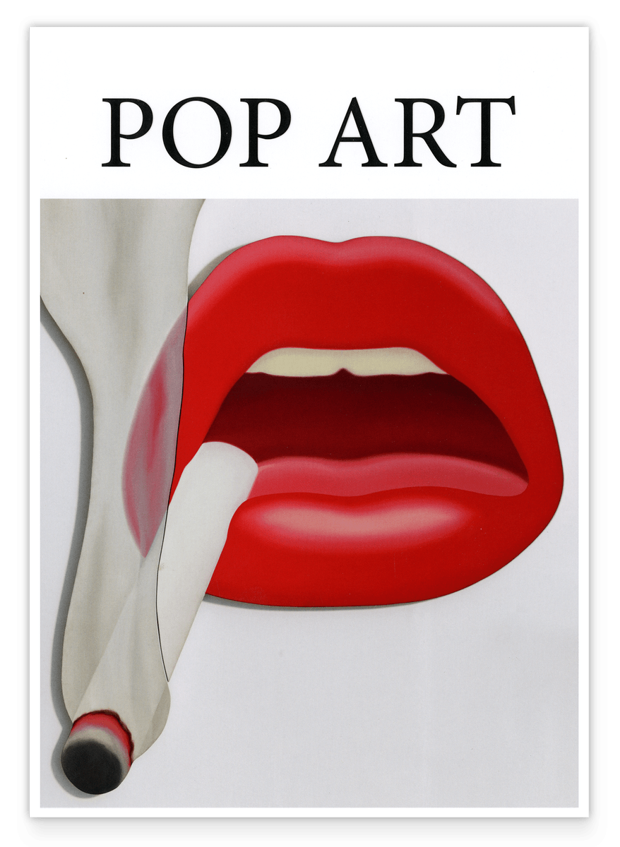 Rote Lippen mit Zigarette im Pop Art-Stil
