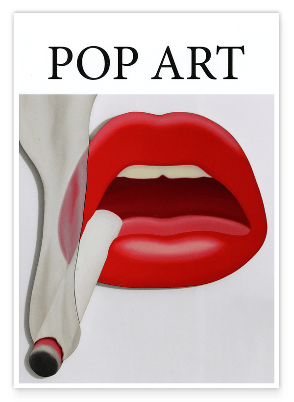Rote Lippen mit Zigarette im Pop Art-Stil
