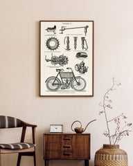 After Hover: Einzelteile vom Fahrrad im Vintage-Look