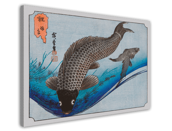 Utagawa Kuniyoshi - Drei Karpfenfische im Wasser