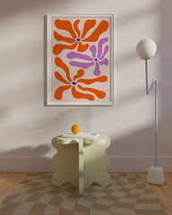 After Hover: Retro Blumen Muster in Orange