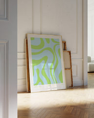 After Hover: Retro Swirl in Blau und Grün