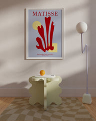 After Hover: Rote Koralle mit Sonne im Stil von Matisse