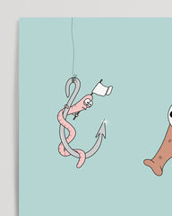 After Hover: Verhandlungen - Lustige Tierzeichnung mit Seepferdchen und Wurm - Illustration für Kinder