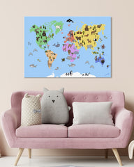 After Hover: Bunte Weltkarte für das Kinderzimmer - Spielerisch lernen mit Tieren