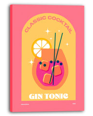 Gin Tonic mit Eiswürfeln - Cocktail in Pink