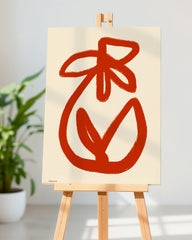 After Hover: Red Flower Art II - Blumen-Zeichnung abstrakt