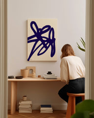 After Hover: Blue Flower Art I - Abstrakte Blumen-Zeichnung