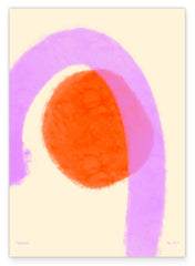 Aquarell Art in Pink-Orange No. 1 - Kreis mit Kurve