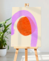 After Hover: Aquarell Art in Pink-Orange No. 1 - Kreis mit Kurve