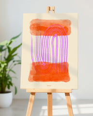 After Hover: Aquarell Art in Pink-Orange No. 3 - Bogen Muster