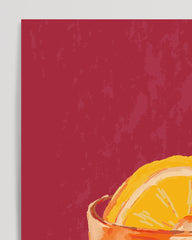 After Hover: Negroni Cocktail Illustration mit Orangenscheibe