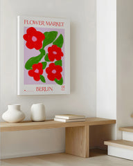 After Hover: Flower Market Berlin - Blumen-Illustration in Rot