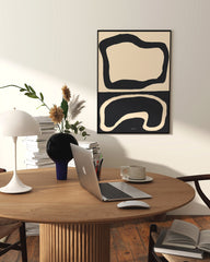 After Hover: Up and Down: Abstrakte Muster in Schwarz-Beige