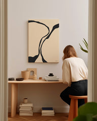 After Hover: Minimalistische Formen in Beige-Schwarz - Two Curves II