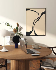 After Hover: Minimalistische Formen in Beige-Schwarz - Two Curves II