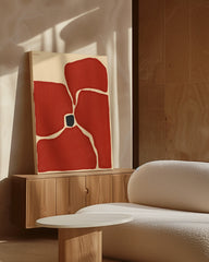 After Hover: Flower Art - Abstrakte Blume in Karminrot